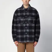 [Palm Angels] Over shirt in navy check wool with studs 48 IT Blue