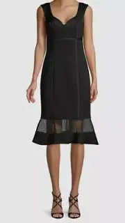 $310 Aidan Mattox Womens Black Solid Sleeveless Fluted Illusion Hem Dress Size 2