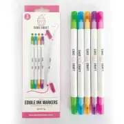 Edible Ink Markers Neon Colours Pack Of 5 Double Sided Broad & Fine Tip