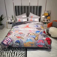 在飛比找蝦皮購物優惠-潮牌 NK 卡通 運動風 法蘭絨床包 籃球隊 床包 床單 床