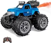 Remote Control Car RC Racing Cars 2.4Ghz LED Light Kids Toys 4WD Off Road RC Stunt Car,70+ Mins Playtime, All Terrain Rock Crawler, Toy Vehicle for Boys Girls and Adults (Blue)