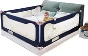 Bed Support Rail Beds Guard Long Adjustable in Height Sleep Protectors, 3 Sides(2 Length Side and 1 Feet Side) (Color : Pink, Size : 2.2m+2m+2.2m) (Blue 2m+1.8m+2m)