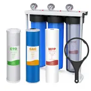 Whole House Water Filter System 3Stage 20"x4.5" City/Well/Pool Water Filtration