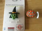 LED WITCH - GITD PUMPKIN RARE '06-'08 AUTHENTIC JIBBITZ SHOE CHARM FIT CROCS