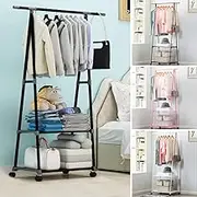 Triangle Coat Rack Steel Tube Removable Large Capacity Hanging Clothes Tree Quilt Shoes Bags Boxes Hanger Stand Organizer Pink