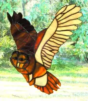 AUSTRALIAN OWL Large Handmade Stained Glass BIRD OF PREY SUNCATCHER Bird Lovers