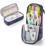iSuperb Standing Pencil Case 4 Compartments Pencil Pouch Large Capacity Pen Bag Phone Holder Mobile Phone Bracket Pouch for Women