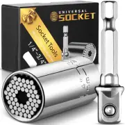 Universal Socket Tool Gift for Men Dad - Socket Set with Power Drill Adapter ...