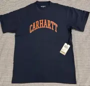 BRAND NEW CARHARTT WIP WORK IN PROGRESS KNOWLEDGE T-SHIRT NAVY BLUE SZ S SMALL
