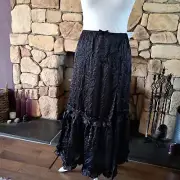 Urban Outfitters Black Lingerie Satin Midi Skirt Front Split Size S BNWT