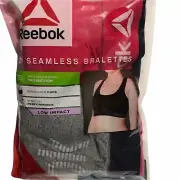 2 Reebok Women's Anti- Microbial Protection, Stretch Bralette Pink/Gray S,M & L