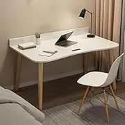 Modern White Computer Desk with Drawers and Baffles Multipurpose Wooden Table Ideal for Home Office, Study, Writing Workstation, Easy to Assemble, 39.5"L x 19.5"W x 29"H