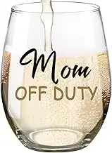 Fatbaby Mom Gifts Wine Glass,Funny Mother’s Day Christmas Birthday Gifts for New Mom Off Duty Stemless Wine Glass 15 OZ