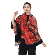 ANYYOU 100% Merino Wool Red Neck Wrap Silk Satin Large Winter Scarf Pashmina Shawl Bandana Perfect For Women Ladies Fashion Style