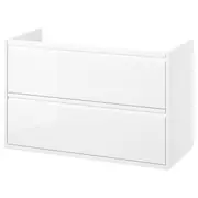 ÄNGSJÖN wash-stand with drawers, high-gloss white, 100x48x63 cm