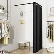 Dressing Room Clothing Store Fitting Room with Shading Curtain Dressing Changing Room Temporary Changing Room L-Shaped Partition Curtain Screen Fitting Room