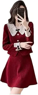 [Generic] Women Bow Top+ Mini Skirt Suits Elegant Sweet Red 2 Piece Sets