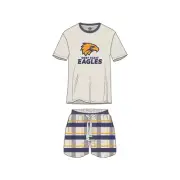 West Coast Eagles AFL AFWCE0227 Mens Short Sleeve Check PJ Pyjama Set Size L