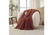 Dreamaker Chunky Embossed Fleece Heated Throw Rust - 130 x 160cm