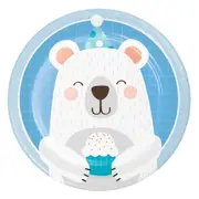 1st Birthday Bear Lunch Dessert Cake Paper Plates 8 Pack