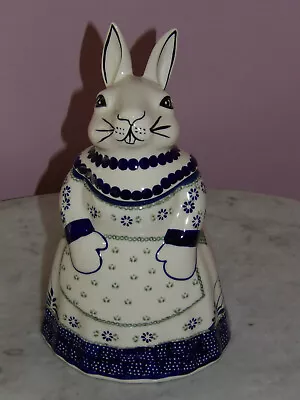 Polish Pottery Bunny Cookie Jar! UNIKAT Exclusive Cyndia Pattern!