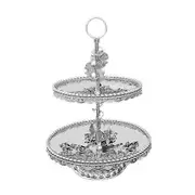 Deco Silver Metal and Glass 2 Tier Cake Stand 25*30*45 cm