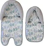 Keep Me Cosy™ Baby Head Support for Pram, Capsule & Car Seat (Twin Pack) - Pastel Leaf