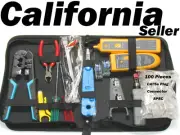 Network Cable Tester Finder Probe +Crimper +100 CAT5e RJ45 Plug Tool Kit RJ45 11
