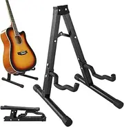 Foldable Guitar Stand - Guitar Floor Stand, Metal Foldable Guitar Rack, Portable Ukulele Organiser, Musical Instruments Accessories for Home, Work, Studio