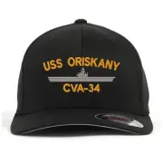 Uss CVA-34 embroidered stretch flex fit baseball cap (size S/M, L/XL, XXL)