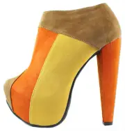 NEW Kiss and Tell Calida-09 Colorblock Almond Toe Brown Bootie Boots size 6-8