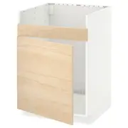 METOD base cab f HAVSEN single bowl sink, white/Askersund light ash effect, 60x60x80 cm
