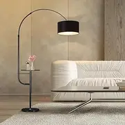Arc LED Floor Lamp Floor Light Standing Reading Light with Adjustable Storage Shelf Living Room Bedroom Black