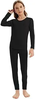 [BASESILK] Girls Thermal Underwear Set, Ultra Soft Thermal Shirt Bottom Long Johns with Fleece lined - Winter Base Layer Set
