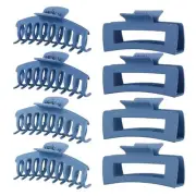 Blue Hair Clips for Women - 8 Pack 4.3 Inch Large Hair Claw Clips for Women