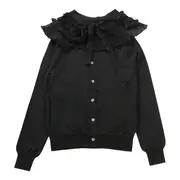 [COMME des GARCONS COMME des GARCONS] Wool Jersey X Detachable Collar Cardigan