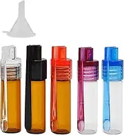 Goledwedy 51mm Spice Powder Tool with Spoon Bullet Glass Small Storage Bottle with Micro Funnel Glass Vile with Spoon for Outdoor Camping Travel (Pack of 5)