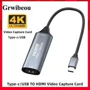 USB 3.0 Video Capture Card Usb/Type-C to Hdmi-Compatible Adapter Game Grabber Re