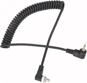 Flash Sync Cable, 2.5mm to Male PC Cord with Screw Lock, Extended Coiled Wire for Cameras