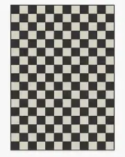 305' x 425' | Machine Washable Runner Rug | Kid & Pet Friendly | Indoor Rug | Jaque Checkered Black Flatwoven Rug | Ruggable