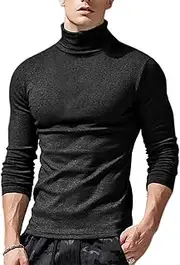 [Jhsnjnr] Men's Casual Knit Thermal Underwear Pullover Mock Turtleneck Long Sleeve Tshirt