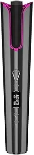 YJYJ Wireless Automatic Curling Iron, Portable Curling Wand Automatic Hair Curler Adjustable Temperature & Timer Settings Spin Hair Curlers USB Charging for Hair Styling,Gray