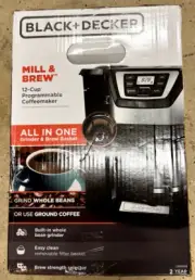 Black & Decker Mill & Brew 12 Cup All In One Programmable Coffeemaker Open Box
