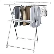 Matte Finish Indoor Clothes Dryer, Aluminum Clothesline X Type, Clothes Drying Stand, Very Light and Easy to Move (Easy Assembly No Tools Required) [Model No. IMA-01] [Width 35.0-61.2 x Depth