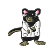 Scientist Rat Enamel Pin Rat with Lab Coat, Cartoon Pin Funny Rat Git