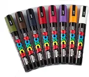 Uni Posca Paint Marker Pen New Dark Colours, Medium Tip Line Width 1.8-2.5mm, Set of 8 (5 New Dark Colour & 3 Basic Colours) Japan Import
