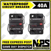 2 x 40AMP Waterproof Circuit Breaker IP67 Manual Reset Car Boat Auto 12V/48V