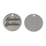 Word Charm Quote Pendant Garden Goddess Stainless Steel Circle