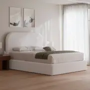 Pablo King Snow White Boucle Upholstered Bed Frame