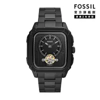 在飛比找Yahoo奇摩購物中心優惠-FOSSIL Inscription 酷黑復古方型手錶 黑色